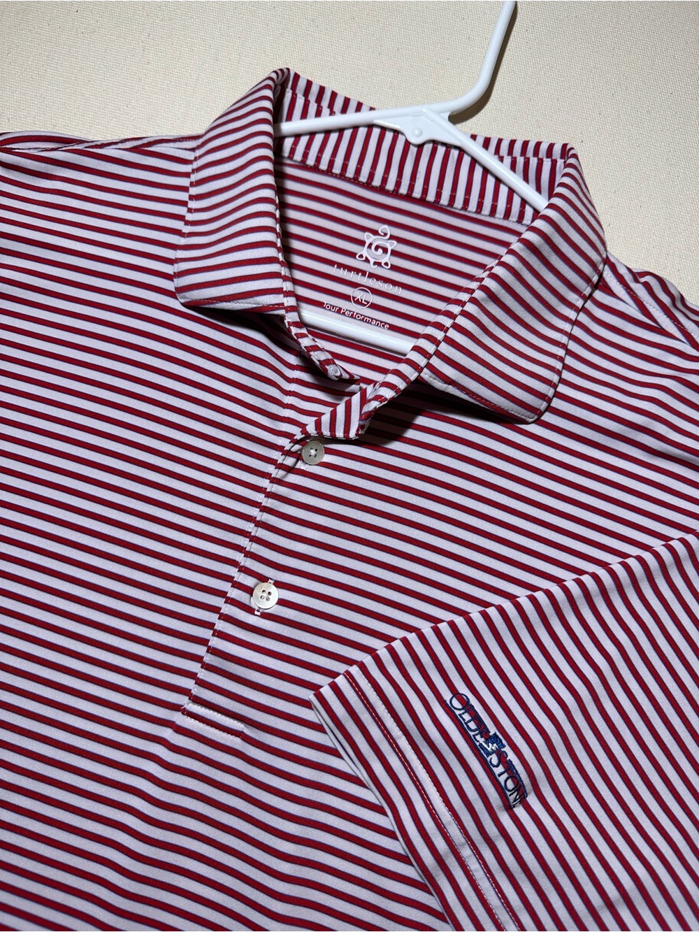 Turtleson Red and White Striped Men’s Polo x The Club at Old Stone